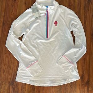 NWT Garb clothing for young people white and pink three-quarter zip performance
